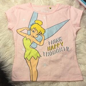 NWOT Disney Pink Tinkerbell Tee with Blue and Green Accents